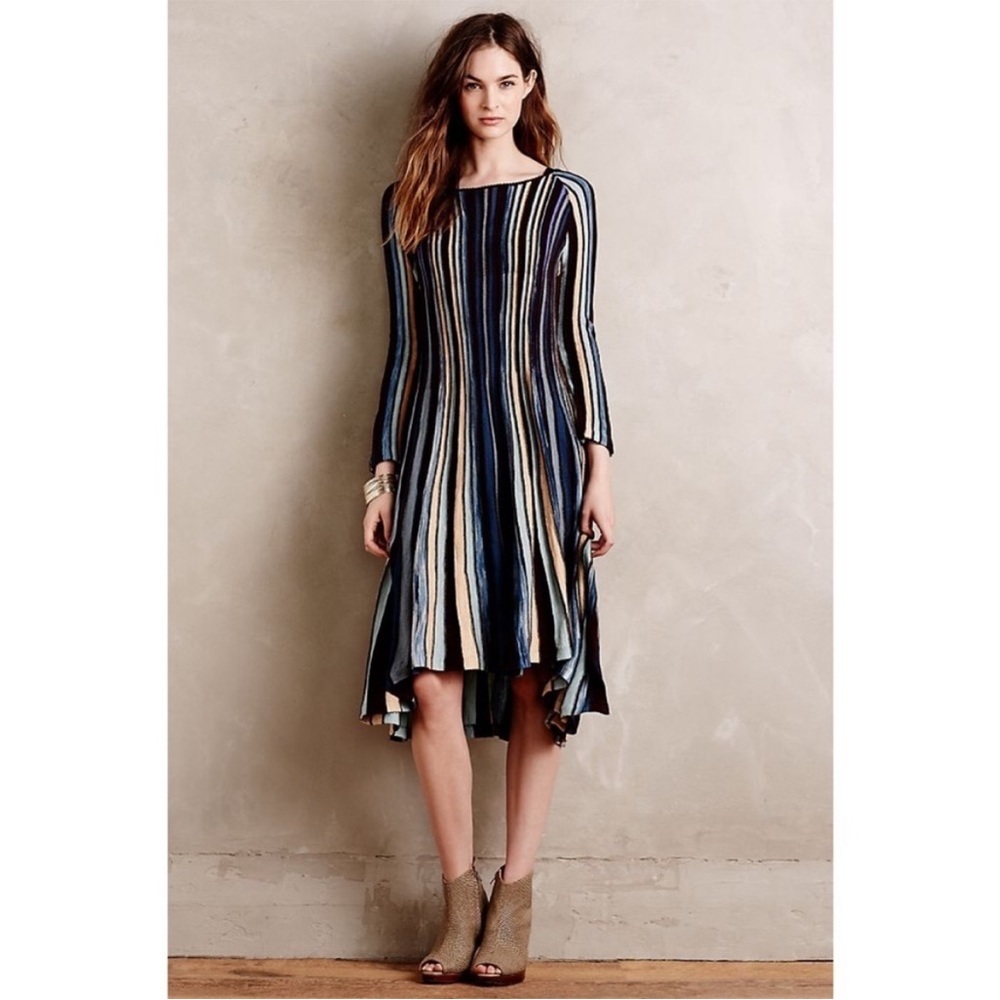 Moth Anthropologie NWT Nora Colorful Swing Striped Midi Dress Small